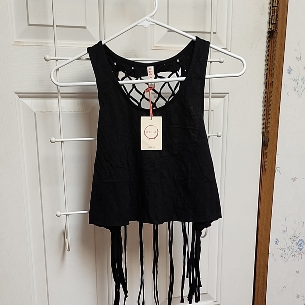RAGA Black Cut Out Crop Tank Top
